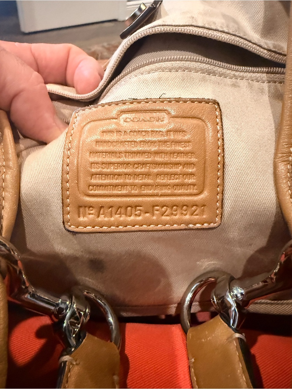 Coach Hadley F29921 Satchel/Tote Canvas Stripe Tote Bag with Tan Leather Trim - Picture 5 of 5